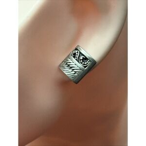 Lois Hill 925 Sterling Silver Granulated‎ Square Post Earrings Signed GIFT